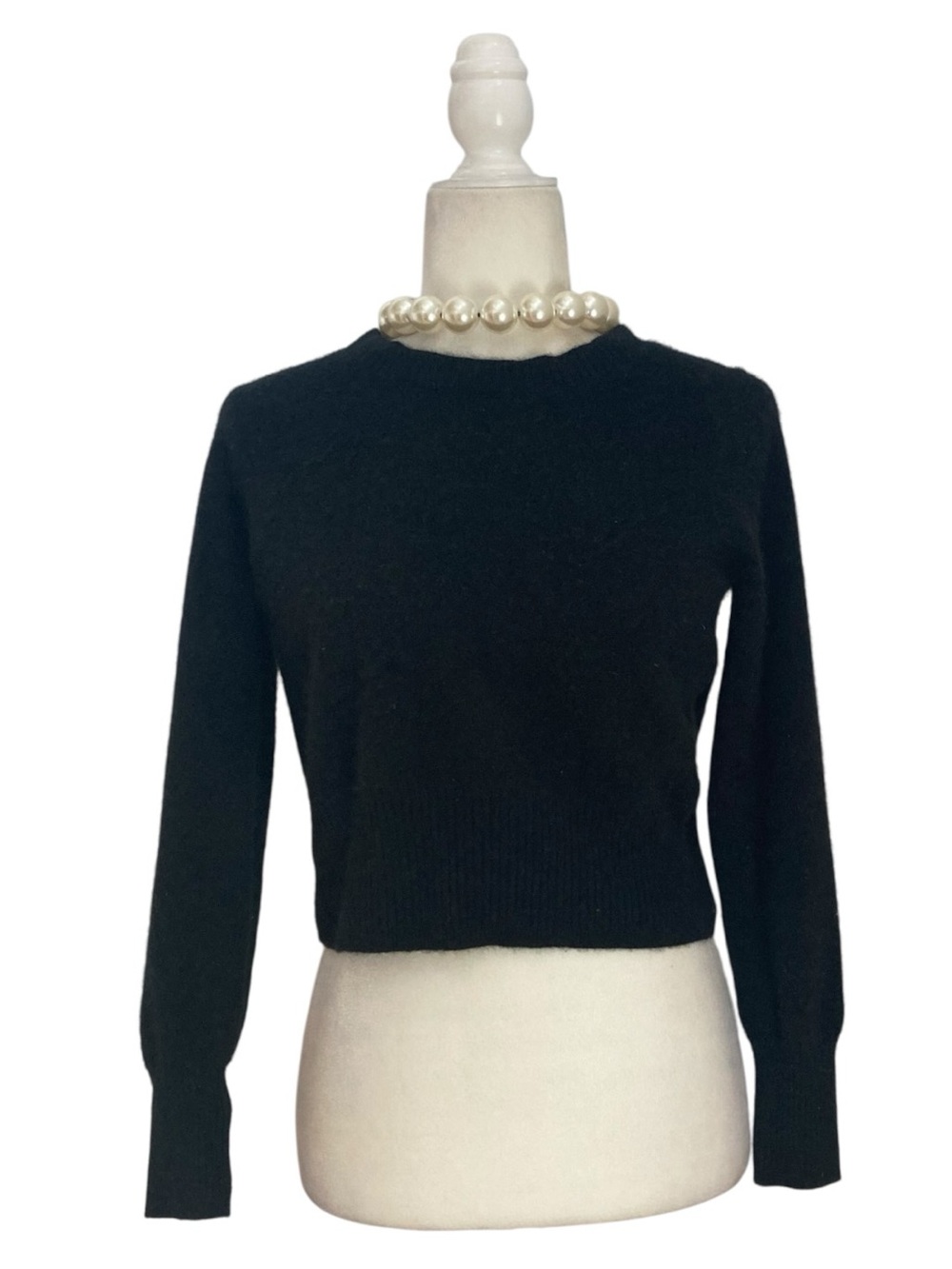 J. Crew Cropped Fit Cashmere Sweater Black Minimalist Luxe Pullover - Picture 3 of 9